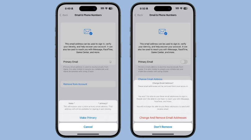 盐山苹果手机维修分享苹果 iOS 18.1 支持设置“主要”邮箱地址并更改 iCloud 邮箱 