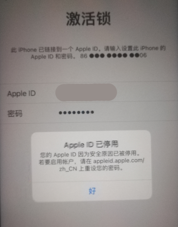 盐山苹果手机维修分享iPhone 12 出现提示“Apple ID 已停用”怎么办 